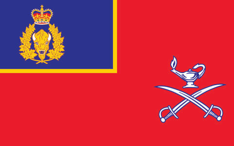 Les sabres représentent la tradition cavalière de notre organisation et les compétences nécessaires pour être un(e) officier(-ère) : exercices d'entraînement, vitesse, agilité, force, armement, autodéfense. La lampe du savoir au-dessus des sabres symbolise les connaissances et la sagesse.