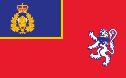 Le lion debout ou rampant est repris des armoiries de l'Écosse et de la Nouvelle-Écosse. Argent plutôt que rouge, le lion porte un collier avec comme pendentif, la croix bleue de Saint-André.