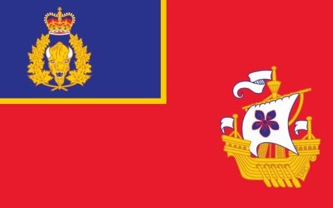 La galère est un navire muni de rames en action, avec deux tours et deux drapeaux. Cette image apparaît aussi sur les armoiries et le drapeau du Nouveau-Brunswick, mais elle se distingue de ceux-ci car la violette cuculée, la fleur officielle de la province, figure sur la voile.