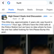 Photo montrant le « message tragique » dans le groupe High Desert Deals and Discussion