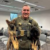 Caporal Michael Jordan avec des chiots.