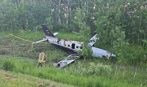 A TBM 8 single-engine aircraft made an emergency landing on Highway 45 east of Sandy Lake on June 25, 2026.