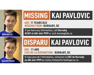 Billboard image for missing 11-year-old Kai Pavlovic