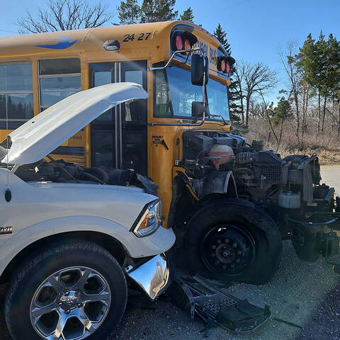 A school bus was involved in a collision with a pickup truck on May 4 in the RM of Portage la Prairie.