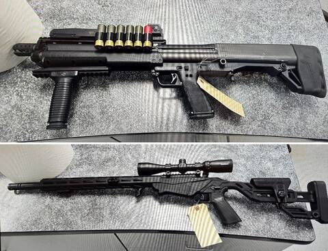 RCMP seized these two firearms after pulling over a driver who went through a red light in Portage la Prairie on July 3.