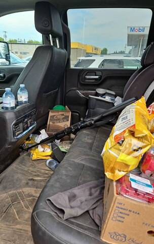 Swan River RCMP found this rifle in the back seat of a parked vehicle while arresting a male wanted on a warrant on July 7.
