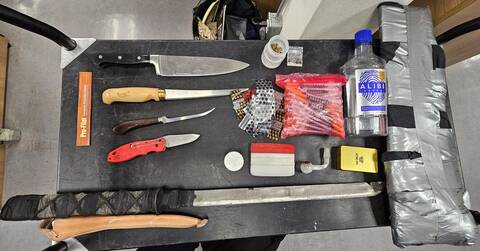 Dauphin RCMP seized a sword, knives and other items after illicit cannabis was seen inside a vehicle during a traffic stop on Sept. 18.