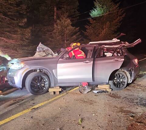 BMW involved in single vehicle collision