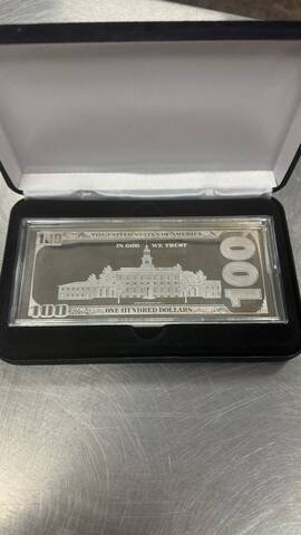 Picture of silver rectangular coin