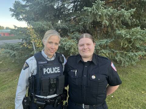 Photograph showing two women, Nicole Murray and Cst. Melissa Murray standing together