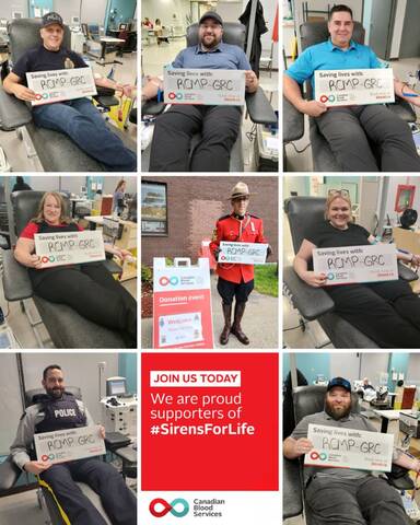 A collage of RCMP NL employees donating blood.