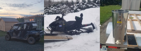 Stolen side-by-side, snowmobile, utility trailer